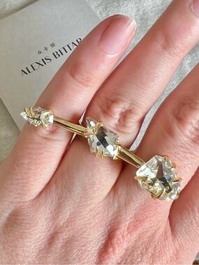 Alexis Bittar Crystal Bar Ring Size 7 Gold Clear SB18